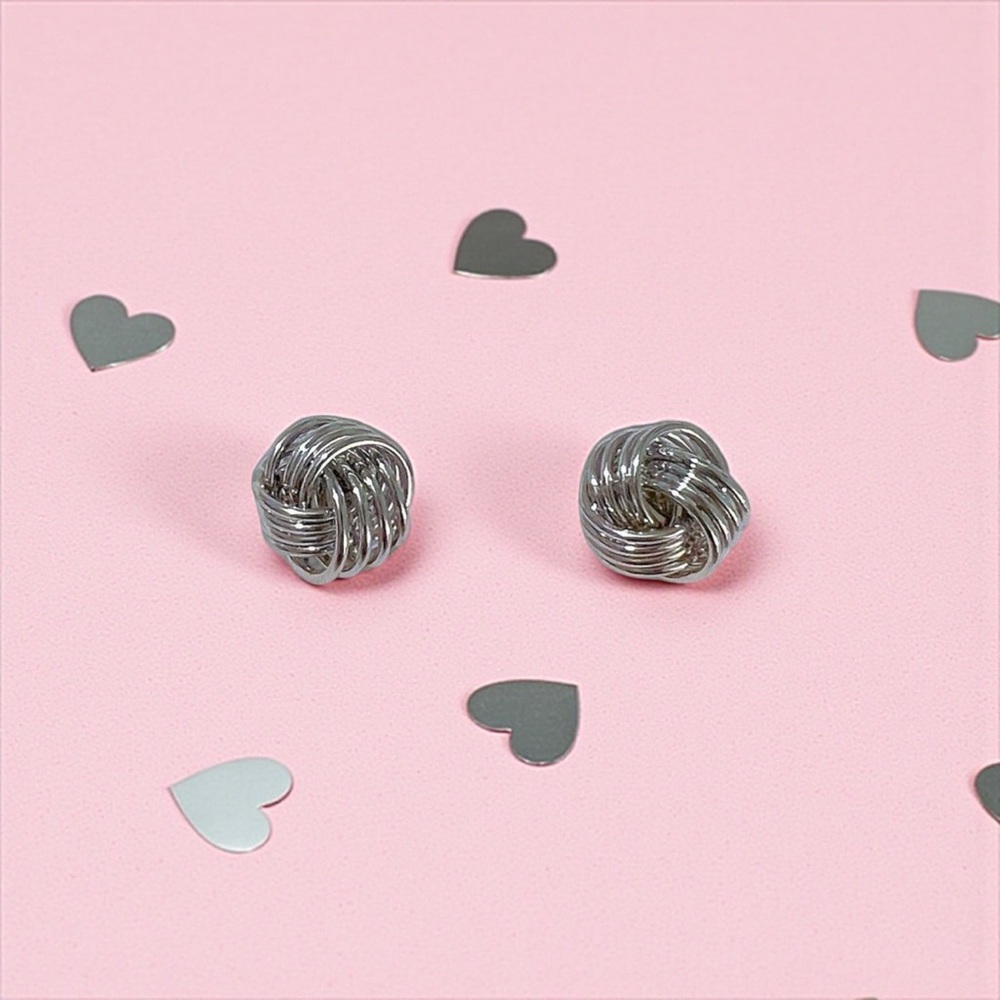 Silver Knot Stud Earrings